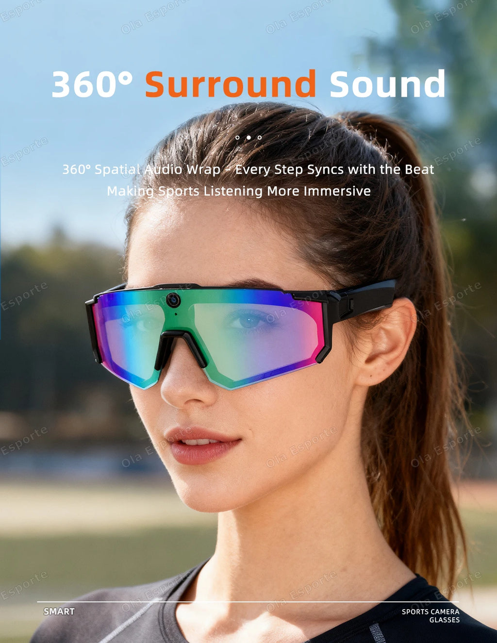 Ola Esporte AI Smart Cycling Glasses – 1080P Camera, UV400, Bluetooth 5.3 & AI Translation