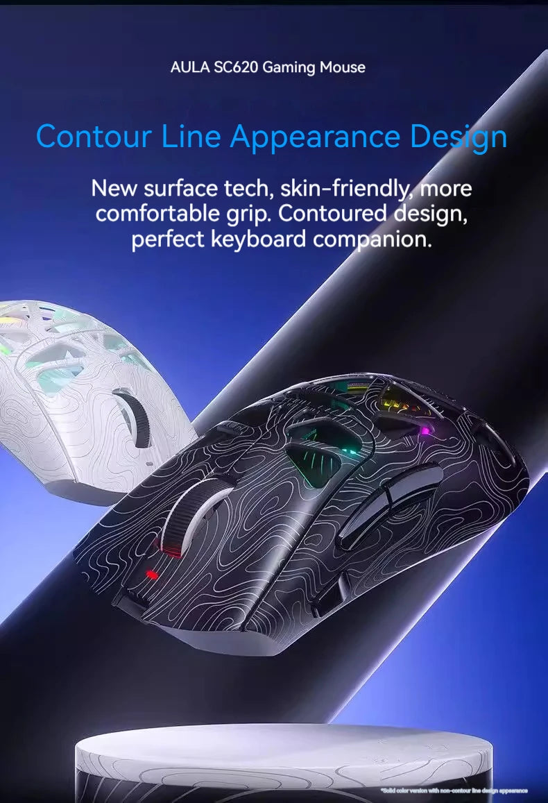 AULA SC620 Wireless Gaming Mouse – PAW3311, Tri-Mode, 12800 DPI, Hollow Design