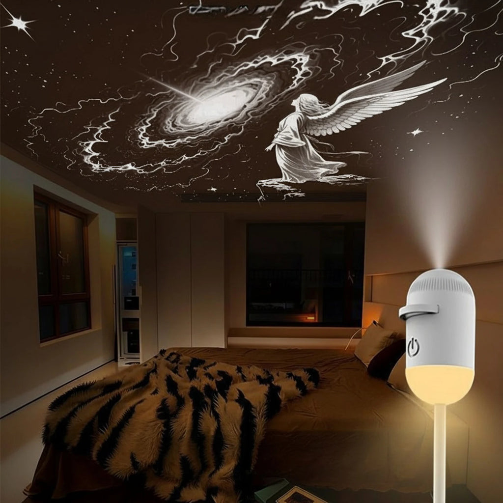 2-in-1 USB Mini Galaxy Star Projector – Night Light, Up to 24 Films, Flexible Gooseneck