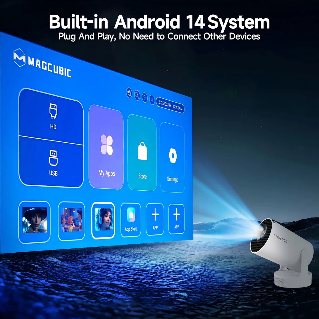 Magcubic HY300 Pro+ Mini Projector – 290 ANSI, Android 14, WiFi 6, 8K, BT 5.4