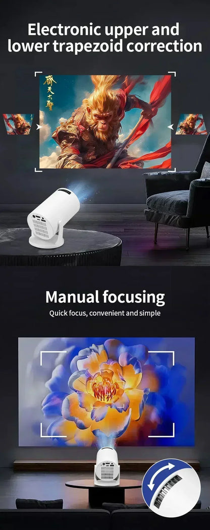 BKHK HY300 Mini Portable Projector – 1080P, 8000LM, 150”, Android, WiFi, Bluetooth