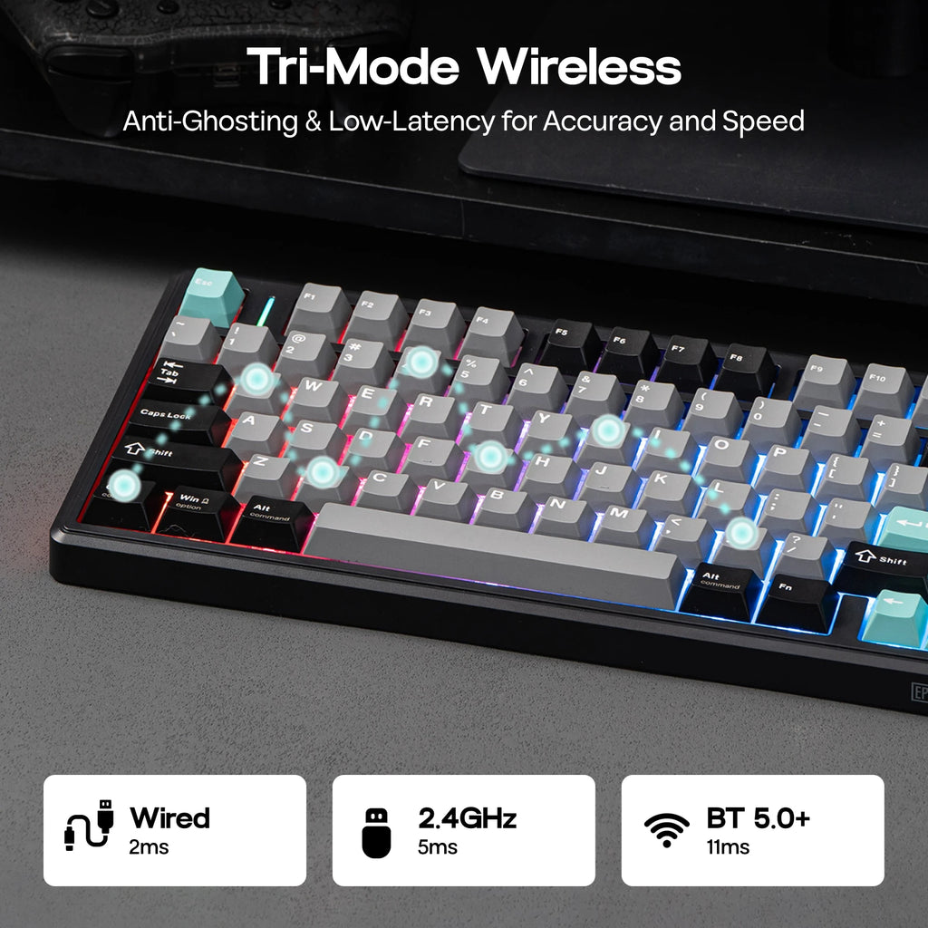 EPOMAKER TH80 V2 Mechanical Keyboard – 75%, Tri-Mode, 8000mAh, Gasket Mount, RGB