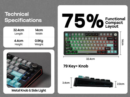 EPOMAKER TH80 V2 Mechanical Keyboard – 75%, Tri-Mode, 8000mAh, Gasket Mount, RGB
