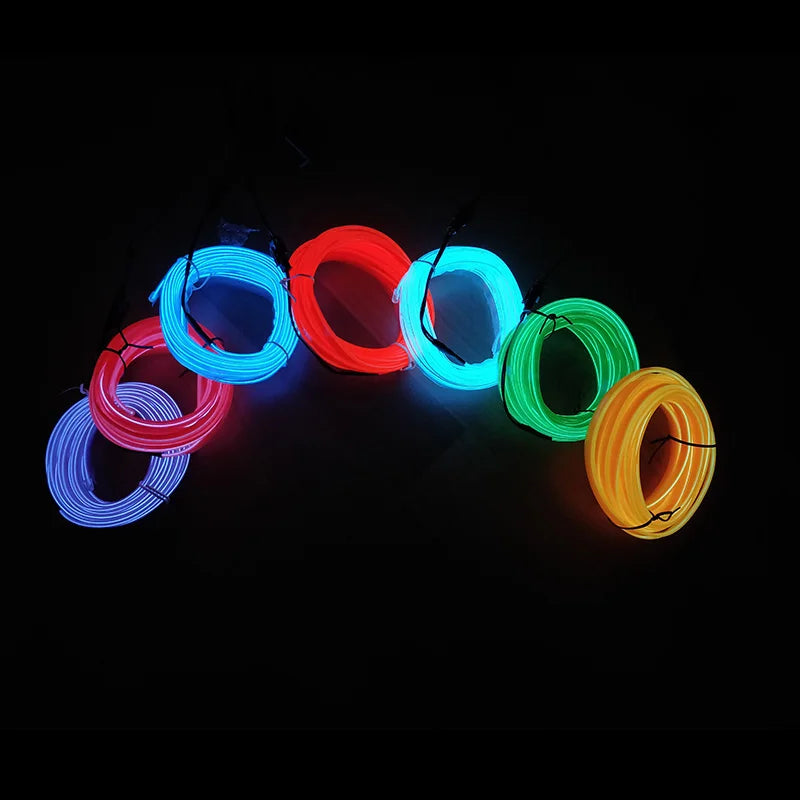 Car Interior EL Neon Strip Light – USB, Flexible, DIY Ambient Light, 1M/3M/5M, 3 Colors