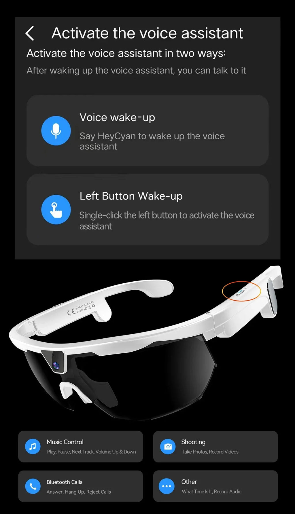 yaocx W640 AI Smart Sports Glasses – 32MP Camera, IP66, Bluetooth 5.3 & Real-Time Translation