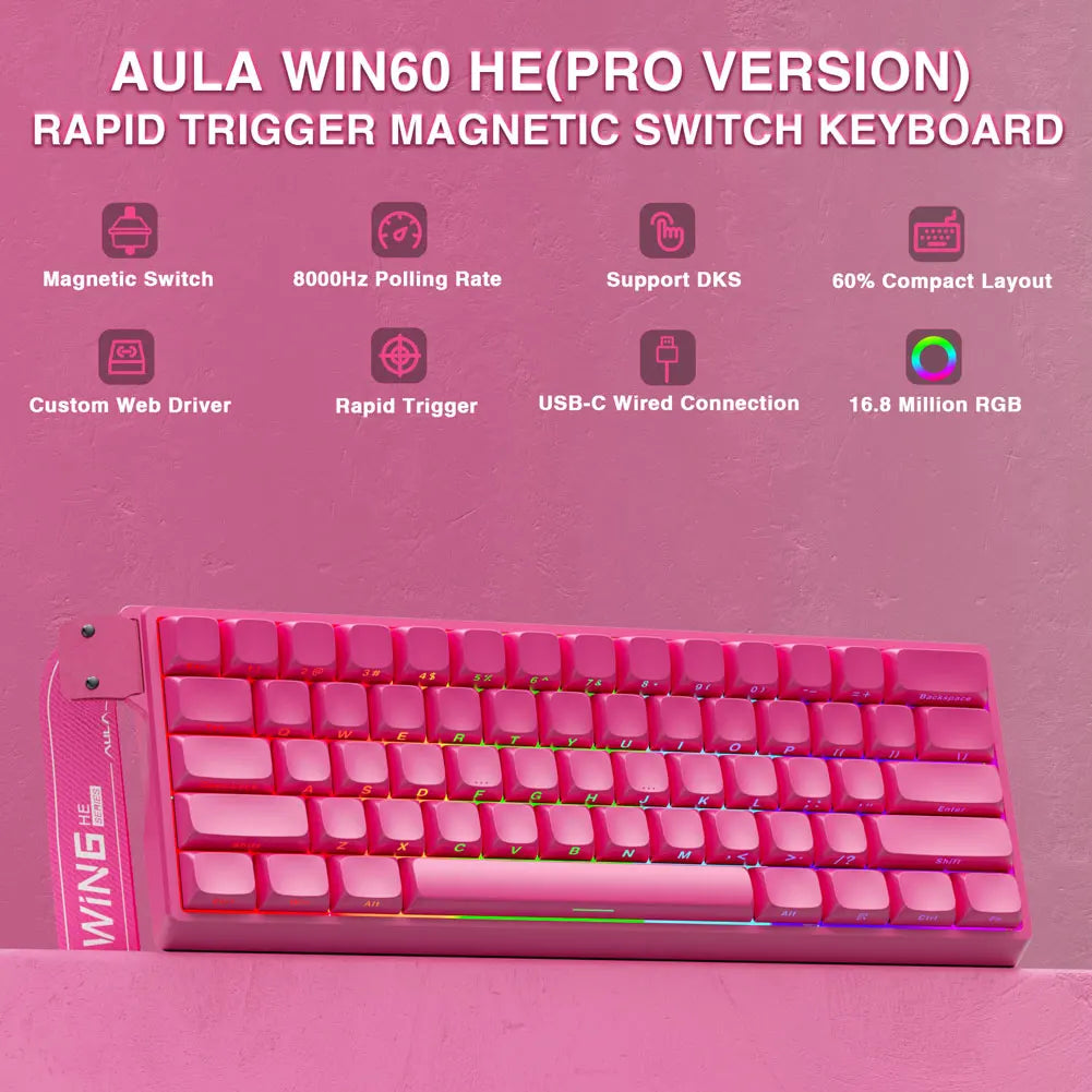 AULA WIN60 HE Pro MAX Gaming Keyboard – Hall Effect, 8000Hz, RT Adjustable, Hot-Swap