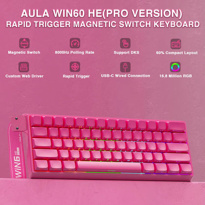 AULA WIN60 HE Pro MAX Gaming Keyboard – Hall Effect, 8000Hz, RT Adjustable, Hot-Swap