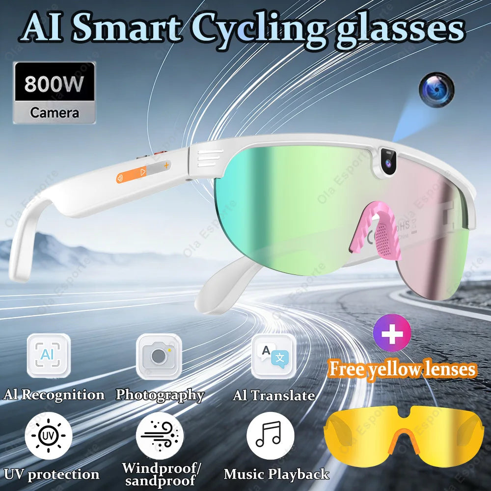 Ola Esporte AI Smart Cycling Glasses – 800MP Sony Camera, 1200P Video & Real-Time Translation