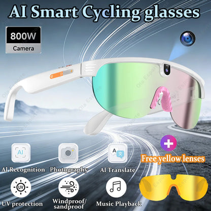 Ola Esporte AI Smart Cycling Glasses – 800MP Sony Camera, 1200P Video & Real-Time Translation