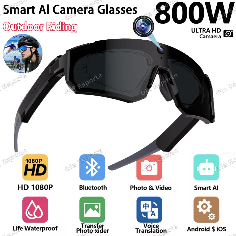 Ola Esporte AI Smart Cycling Glasses – 1080P Camera, UV400, Bluetooth 5.3 & AI Translation