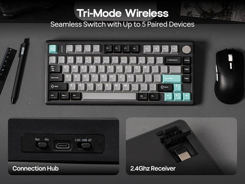 EPOMAKER TH80 V2 Mechanical Keyboard – 75%, Tri-Mode, 8000mAh, Gasket Mount, RGB