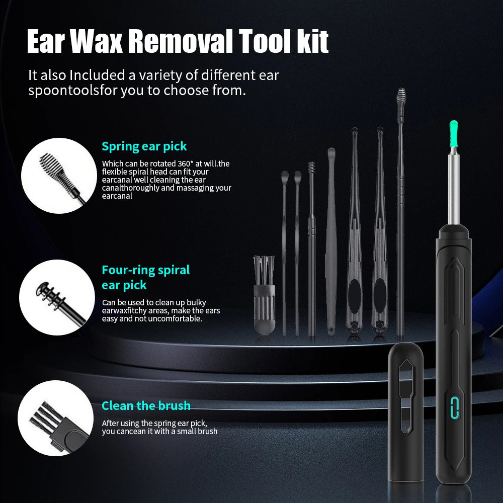 NATFIRE NK3 Pro Smart Visual Ear Cleaner – 1296P HD WiFi Otoscope Ear Wax Removal Kit