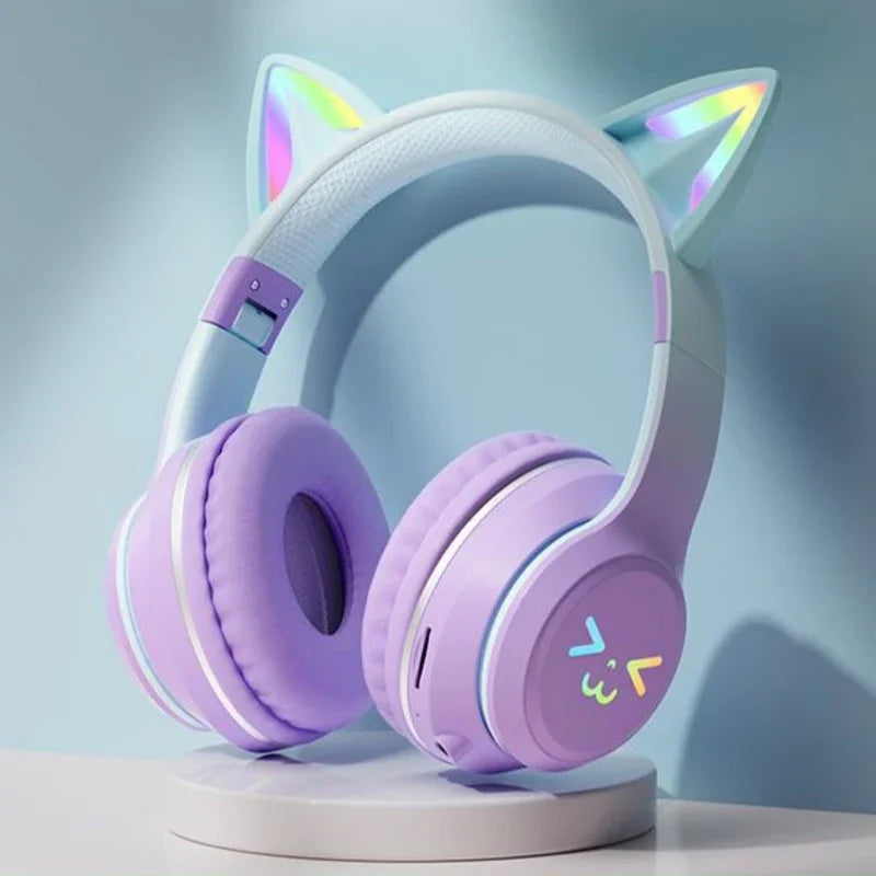 Cat Ear Bluetooth Headset – RGB Lights, Kawaii Design, Gift for Girls, 5 Colors
