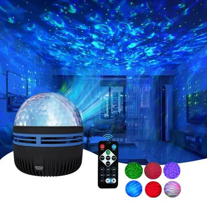 LED Water Ripple & Aurora Projector – 14 Effects, RGB, Remote Control, USB, 7 Colors