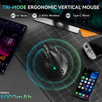 SOLAKAKA E9 Pro MMO Vertical Gaming Mouse – PAW3395, 15 Buttons, 36000 DPI, Tri-Mode