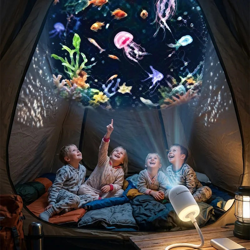 Dual-Mode Mini Galaxy Projector – Night Light + Starry Sky, Warm Atmosphere, Up to 24 Slides