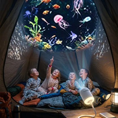 Dual-Mode Mini Galaxy Projector – Night Light + Starry Sky, Warm Atmosphere, Up to 24 Slides