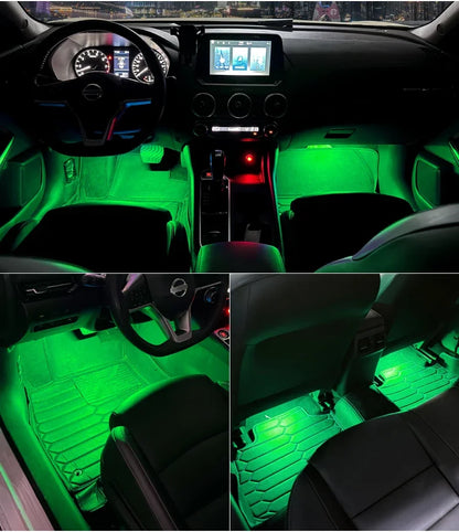RGB LED Car Interior Ambient Light Strip – 16 Colors, Music Sync, IP65, 12V, USB/Cigarette