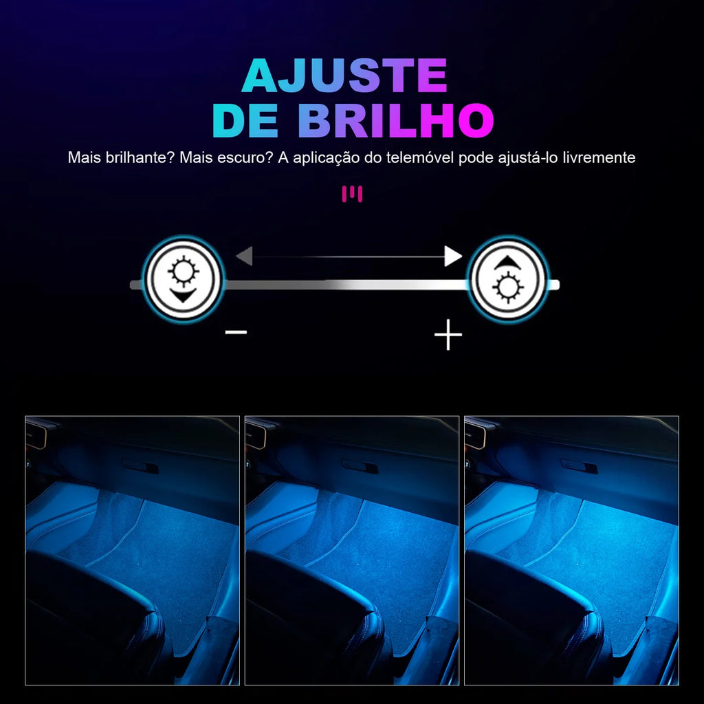 RGB LED Car Interior Ambient Light Strip – 16 Colors, Music Sync, IP65, 12V, USB/Cigarette
