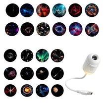 Dual-Mode Mini Galaxy Projector – Night Light + Starry Sky, Warm Atmosphere, Up to 24 Slides