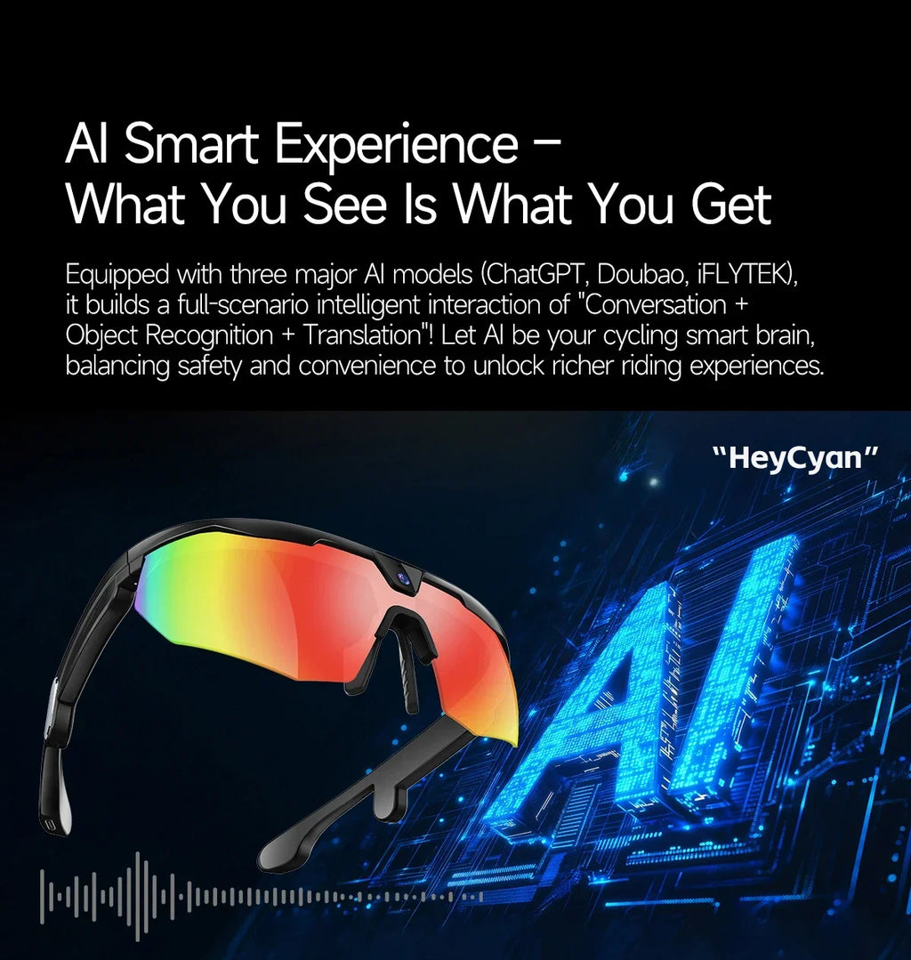 yaocx W640 AI Smart Sports Glasses – 32MP Camera, IP66, Bluetooth 5.3 & Real-Time Translation