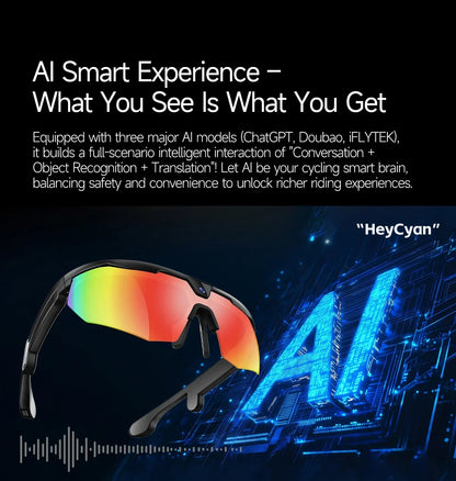 yaocx W640 AI Smart Sports Glasses – 32MP Camera, IP66, Bluetooth 5.3 & Real-Time Translation