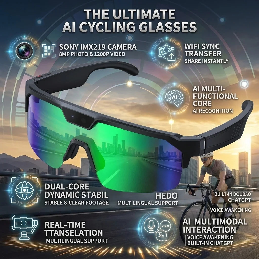 GUHUAVMI Q01 AI Smart Glasses – Dual Camera, 4K Video, Stereo Audio & Real-Time Translation
