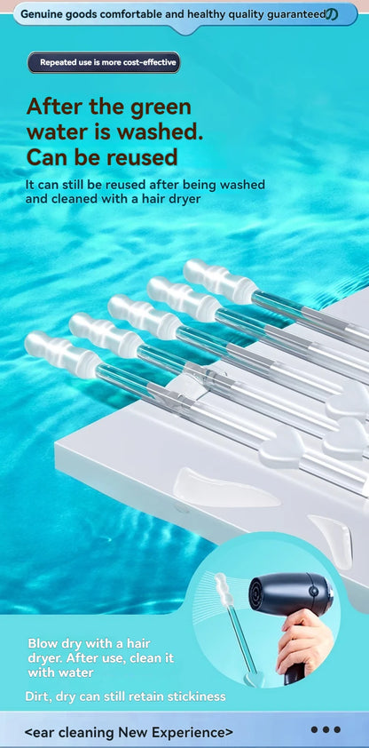 Silicone Sticky Ear Wax Remover – Disposable Adhesive Ear Picks for Kids & Adults, S/L Sizes (1 or 3 Pack)