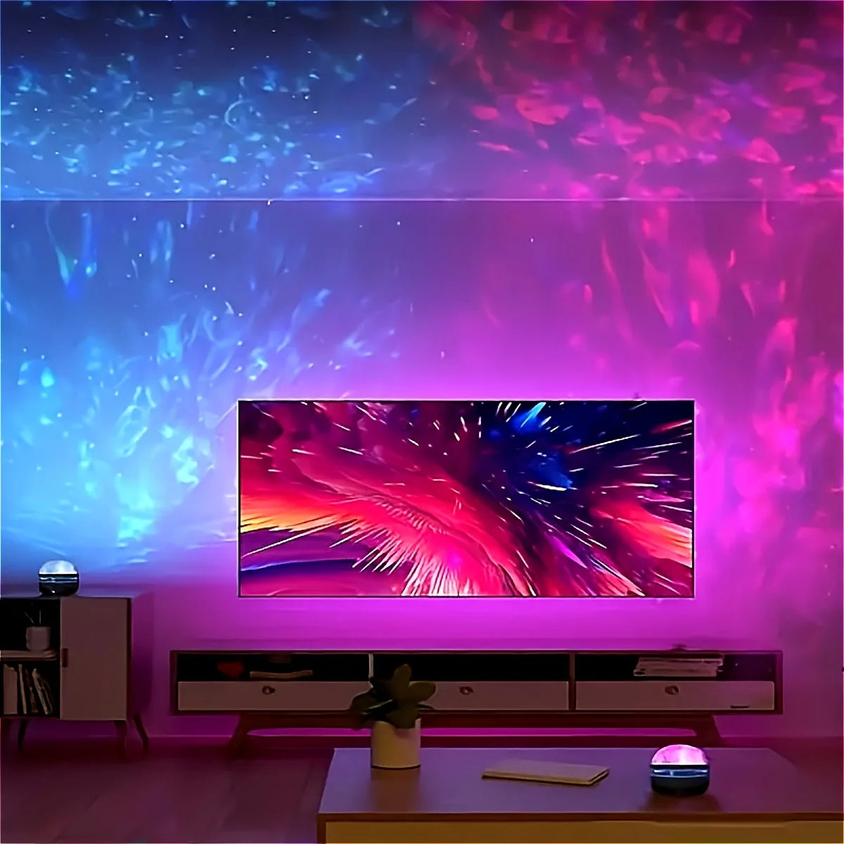 LED Water Ripple & Aurora Projector – 14 Effects, RGB, Remote Control, USB, 7 Colors Secondary image