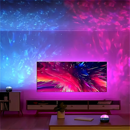 LED Water Ripple & Aurora Projector – 14 Effects, RGB, Remote Control, USB, 7 Colors