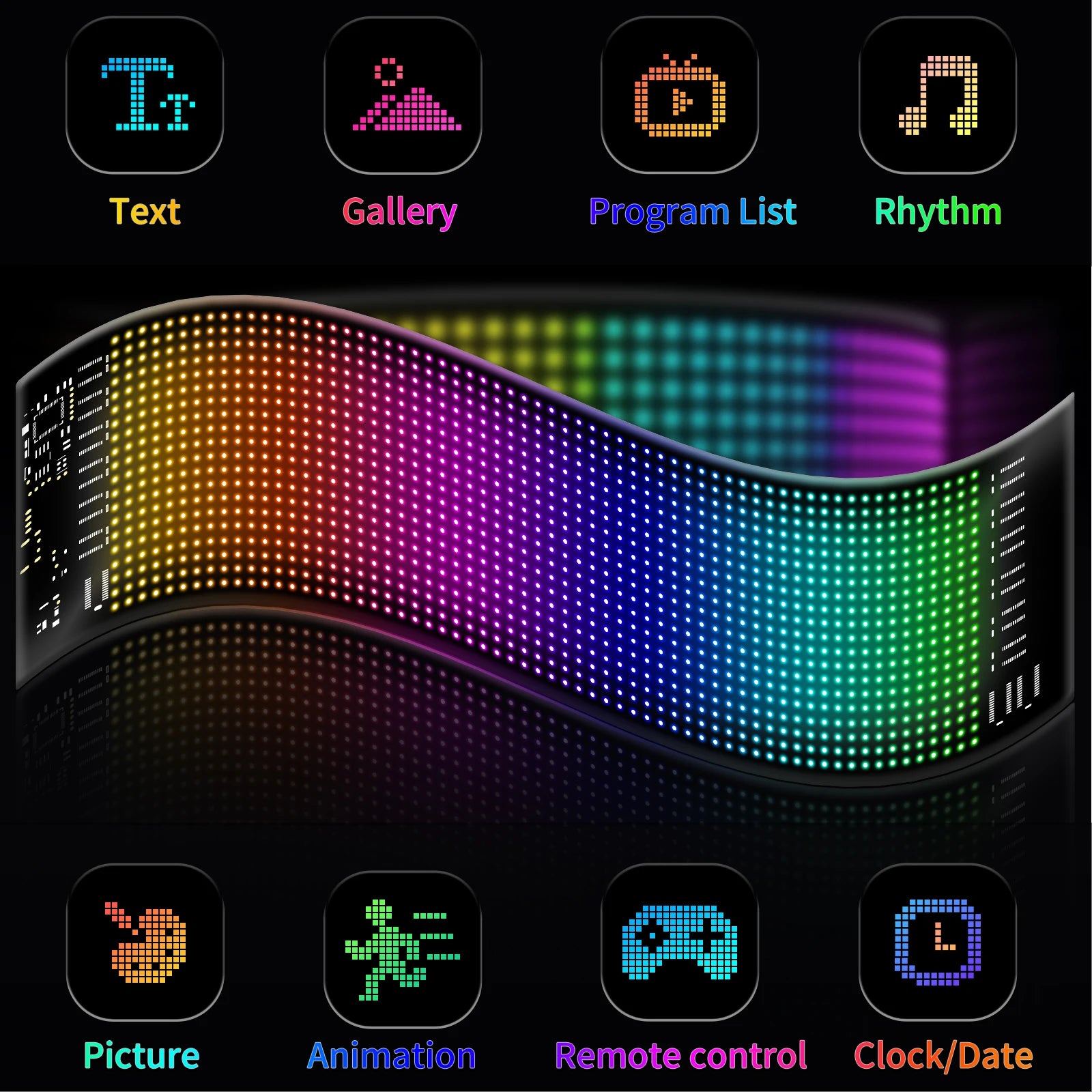 LED Devil Eye Car Display – Programmable RGB Matrix, Bluetooth App Control, IP65, 6 Sizes