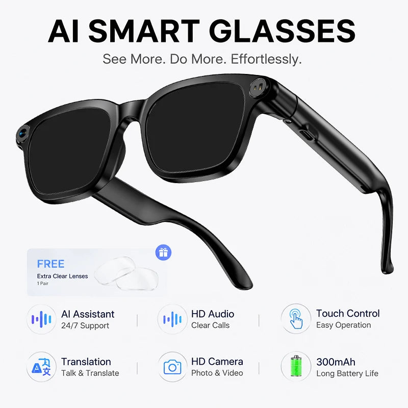 AI Smart Glasses M08 – HD Camera, Translation & Voice Assistant