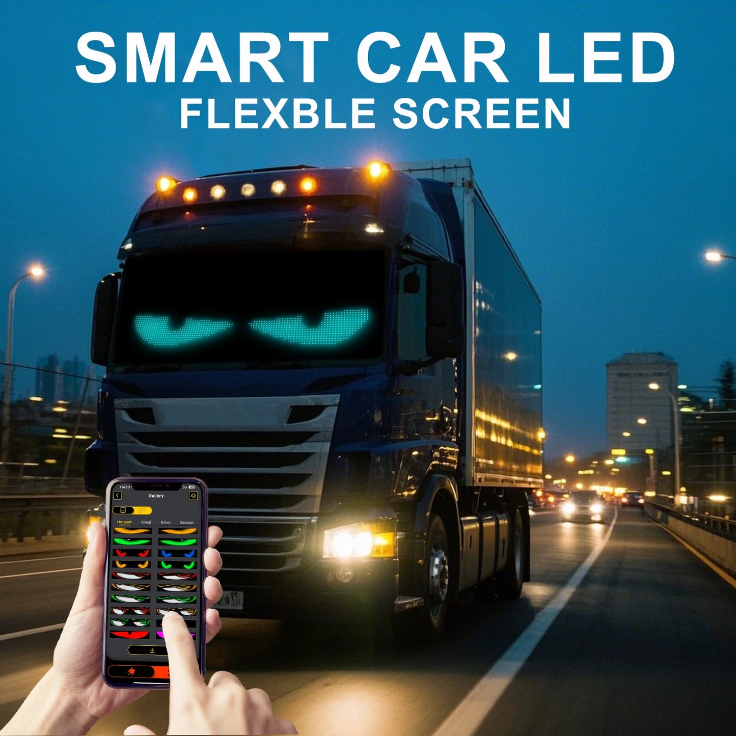 LED Devil Eye Car Display – Programmable RGB Matrix, Bluetooth App Control, IP65, 6 Sizes