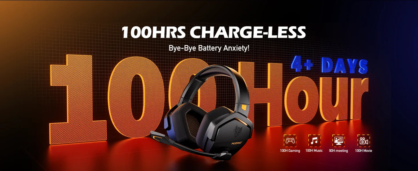 NUBWO G06 Wireless Gaming Headset – 2.4GHz + BT 5.3, 100H Battery, PS5/PS4/PC/Switch