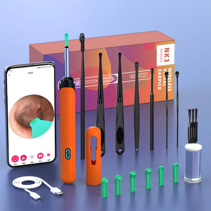 NATFIRE NK3 Pro Smart Visual Ear Cleaner – 1296P HD WiFi Otoscope Ear Wax Removal Kit