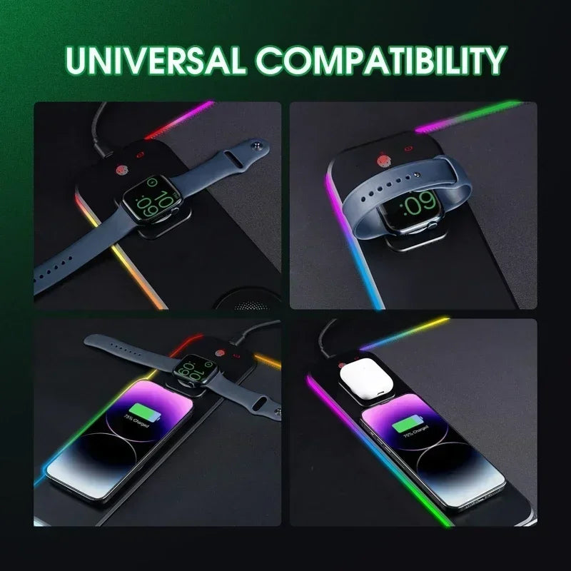 Luxuglow RGB Wireless Charging Mouse Pad – 15W, 800×300mm, 14 Lighting Modes