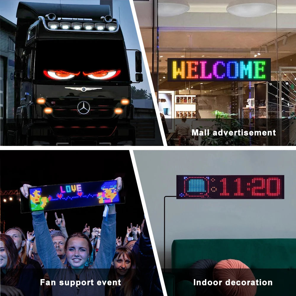 LED Devil Eye Car Display – Programmable RGB Matrix, Bluetooth App Control, IP65, 6 Sizes