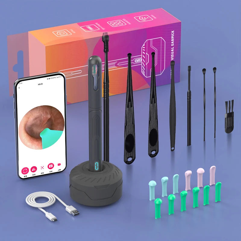 NATFIRE NK3 Pro Smart Visual Ear Cleaner – 1296P HD WiFi Otoscope Ear Wax Removal Kit