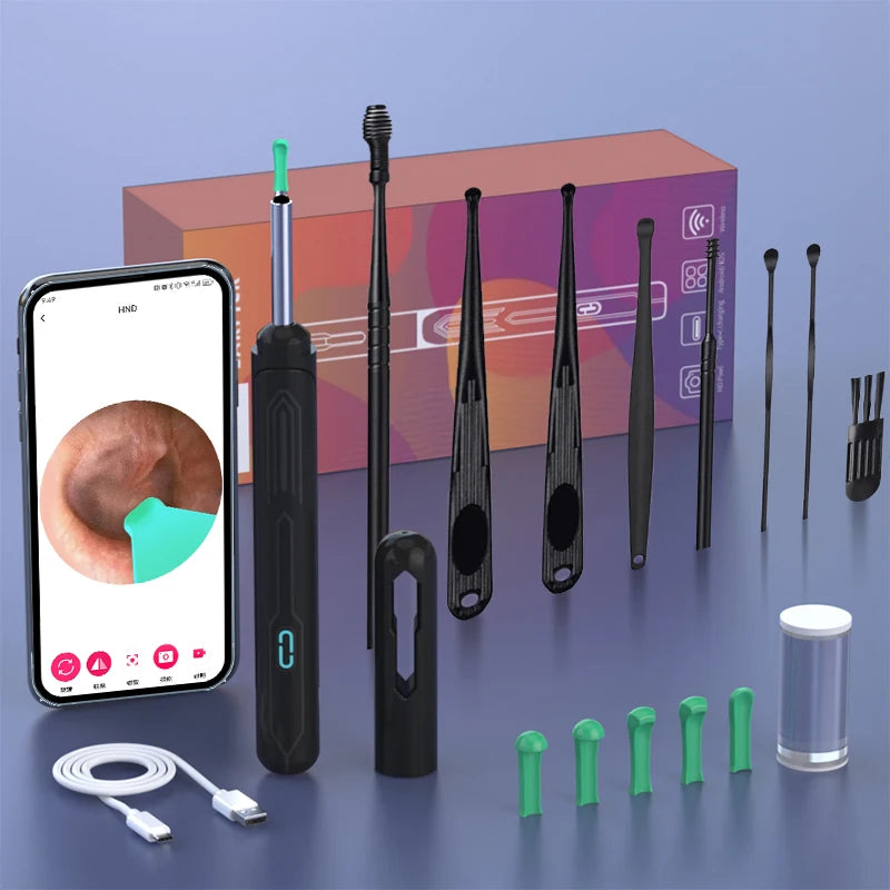 NATFIRE NK3 Pro Smart Visual Ear Cleaner – 1296P HD WiFi Otoscope Ear Wax Removal Kit