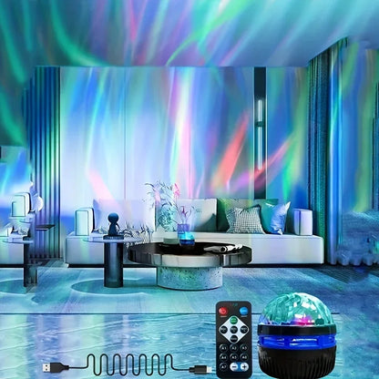 LED Water Ripple & Aurora Projector – 14 Effects, RGB, Remote Control, USB, 7 Colors