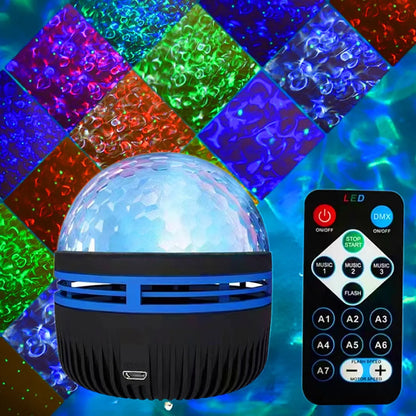 LED Water Ripple & Aurora Projector – 14 Effects, RGB, Remote Control, USB, 7 Colors