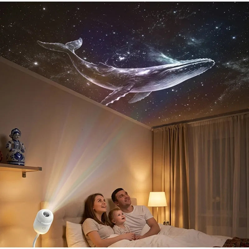 Dual-Mode Mini Galaxy Projector – Night Light + Starry Sky, Warm Atmosphere, Up to 24 Slides