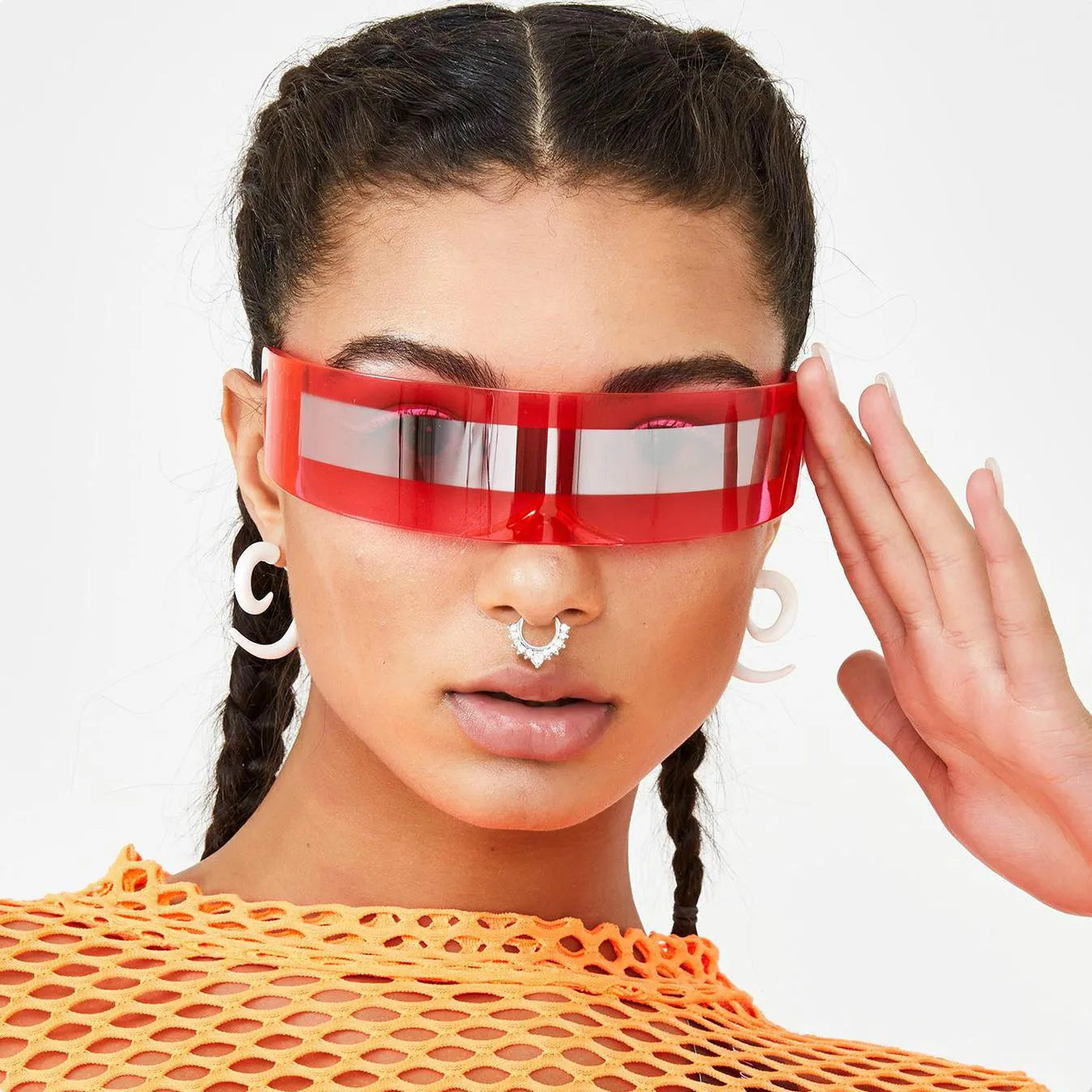 RMM Futuristic Narrow Visor Sunglasses – Mirror Lens, Unisex, 13 Color Options Secondary image