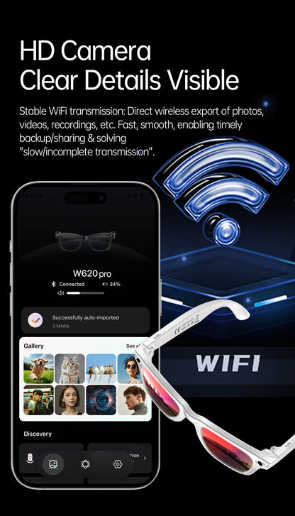 W620 Pro AI Smart Glasses – 4K Camera, Bluetooth 5.3 & Real-Time Translation
