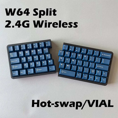 SZRKBD W64 Split Ergonomic Mechanical Keyboard – 2.4G Wireless, Hot-Swap, VIAL