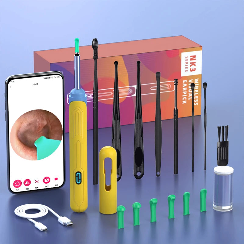 NATFIRE NK3 Pro Smart Visual Ear Cleaner – 1296P HD WiFi Otoscope Ear Wax Removal Kit