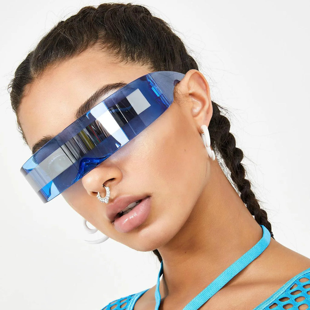 RMM Futuristic Narrow Visor Sunglasses – Mirror Lens, Unisex, 13 Color Options
