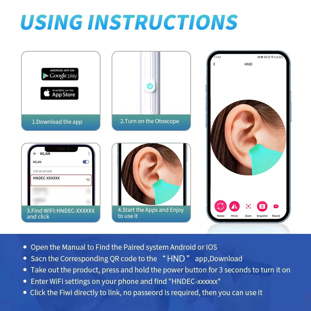 Wireless Ear Camera - HD Ear Wax Removal Tool with LED Light