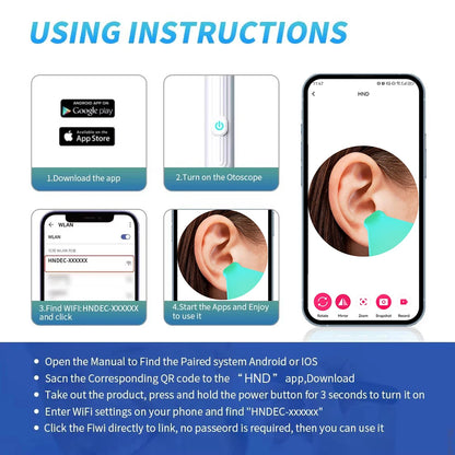 Wireless Ear Camera - HD Ear Wax Removal Tool with LED Light