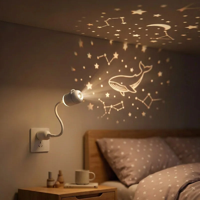 Dual-Mode Mini Galaxy Projector – Night Light + Starry Sky, Warm Atmosphere, Up to 24 Slides